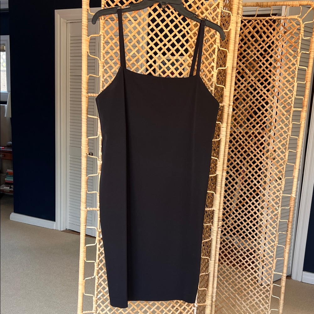 Viktoria & Woods Tailored Black Shift Dress with Blue Ribbon Side Detail Size M